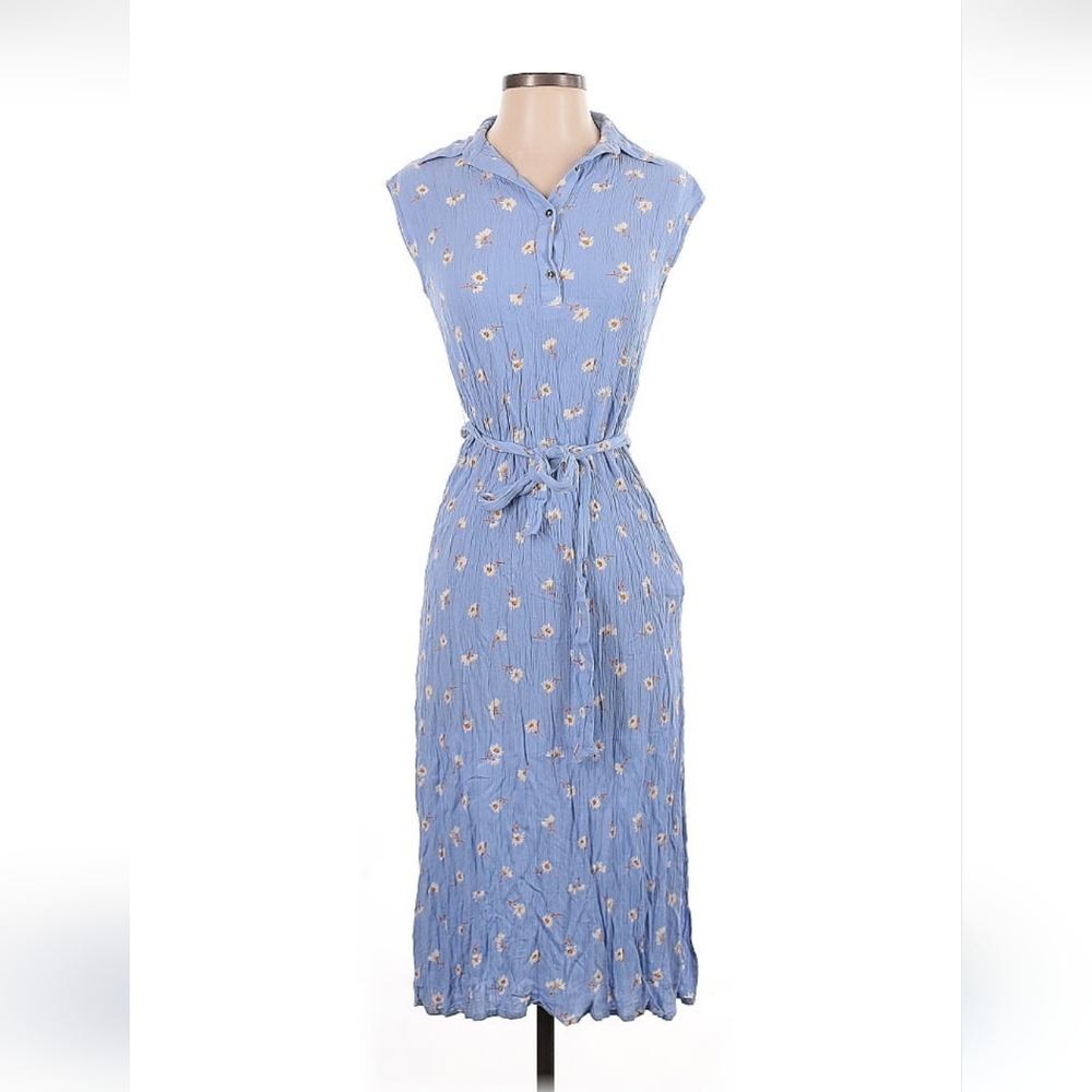 Billabong Blue Ruched Midi Sundress